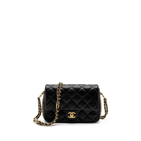 Chanel Medium Flap Valentines Heart Charms Bag Black Lambskin Gold