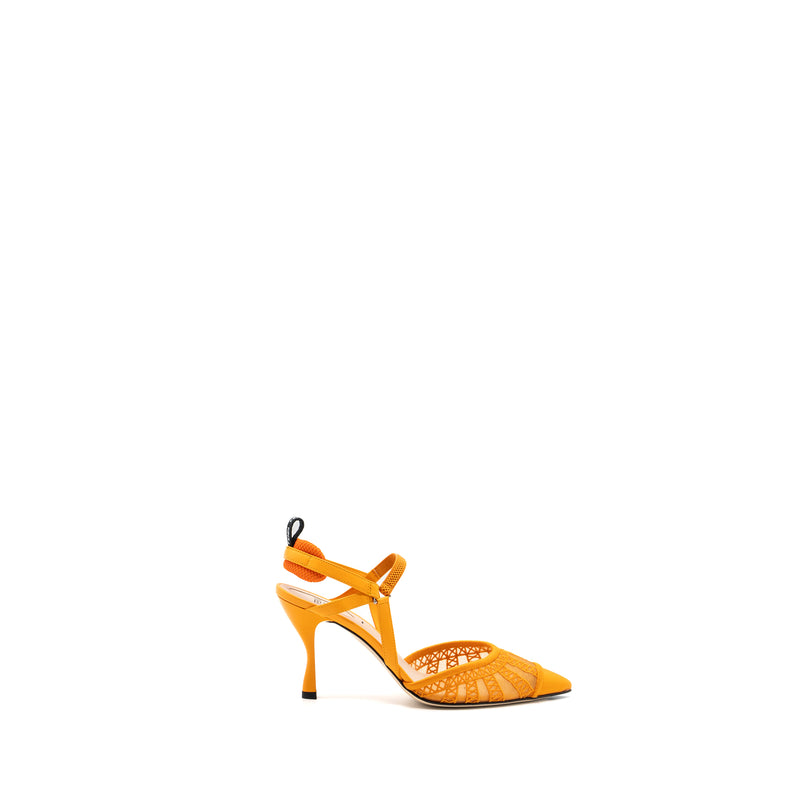 Fendi Size 37.5 Slingback with heel embroidery/leather Orange