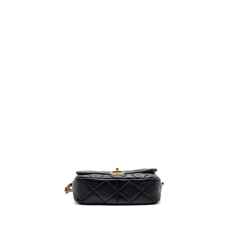 Chanel 23s Coco Love Flap Bag Lambskin Black Brushed GHW(Microchip)