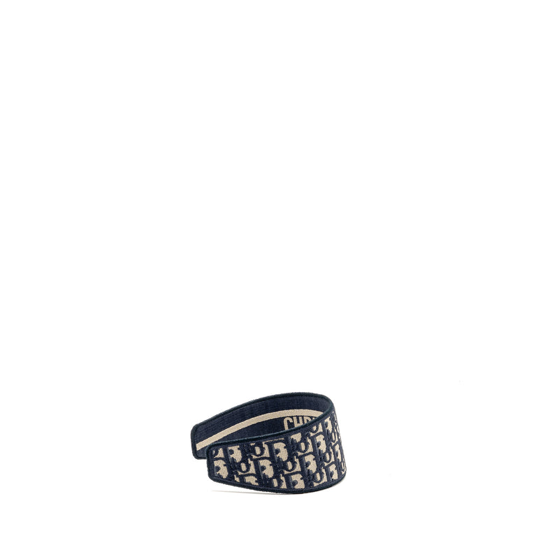Dior Hair Band Blue Oblique Embroidery