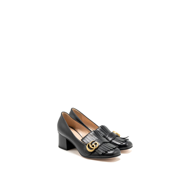 Gucci size 38 marmont loafer pumps calfskin black GHW