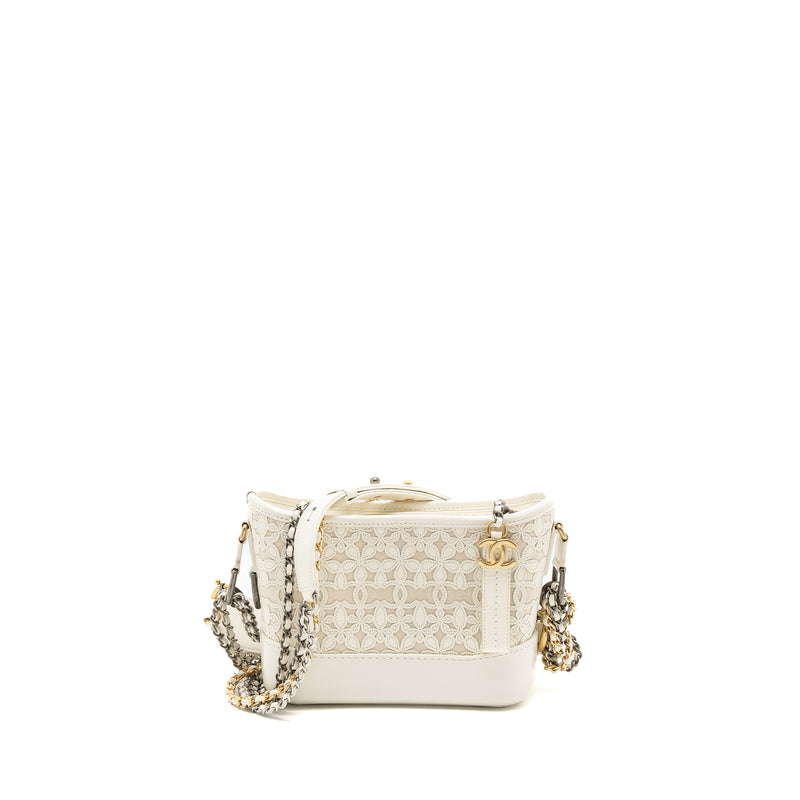 Chanel Small Gabrielle Hobo Bag Limited Edition Calfskin White Multicolour Hardware