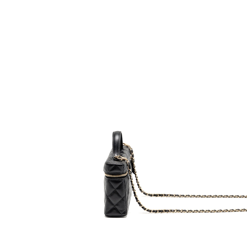 Chanel 25p CC top handle vanity with chain caviar black LGHW (microchip)