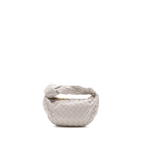 Bottega Veneta Mini Jodie Lambskin Chalk GHW