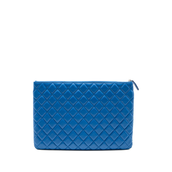 Chanel Quilted O-Case Pouch Tweed/Leather Blue/Multicolour SHW