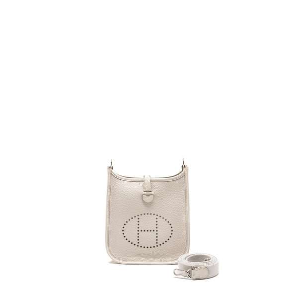 Hermes Mini Evelyne Gris Pale SHW Stamp W