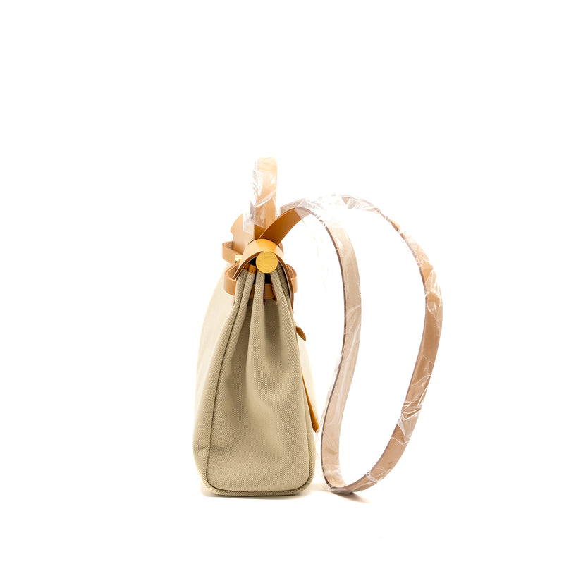 Hermes Herbag 31 zip bag canvas / hunter beton / natural sable GHW stamp U