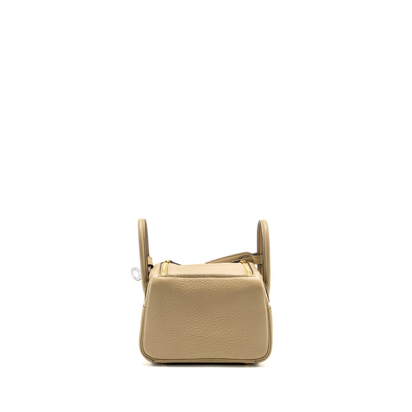 Hermes Mini Lindy II Clemence 8Q Beige Marfa GHW Stamp W