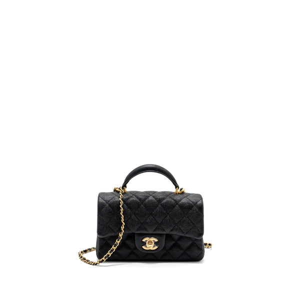 Chanel top handle mini rectangular flap bag caviar black GHW