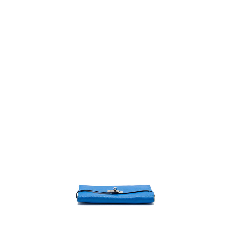 Hermes Kelly Classic Long Wallet Chèvre Mysore Blue Hydra  SHW Stamp X