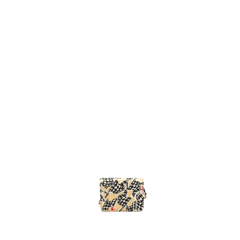 Chanel Mini flap bag Fabric Beige / Multicolour LGHW (microchip)