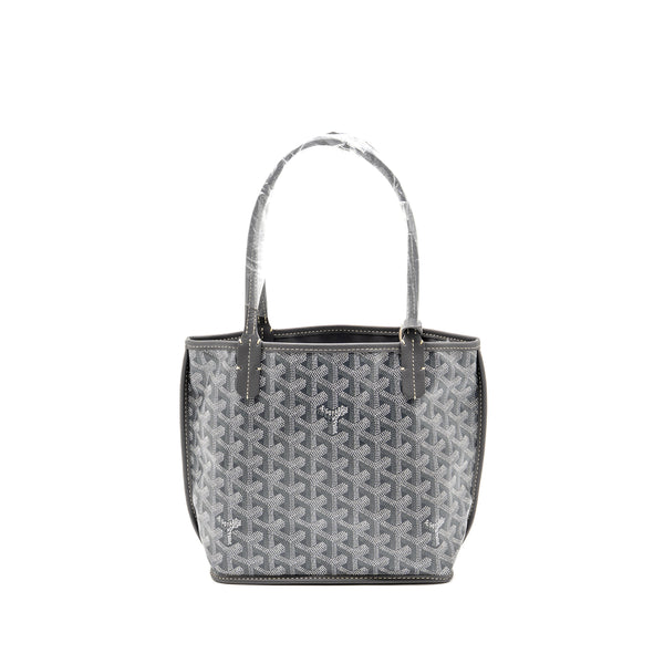 Goyard Mini Anjou Tote Bag Goyardine Canvas Grey SHW