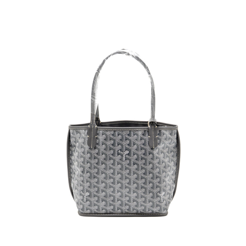 Goyard Mini Anjou Tote Bag Goyardine Canvas Grey SHW