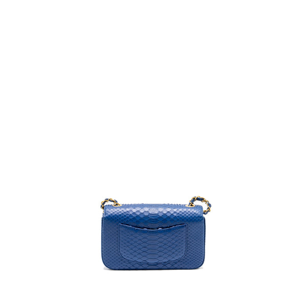 Chanel Mini Rectangular Flap Bag Python Blue GHW