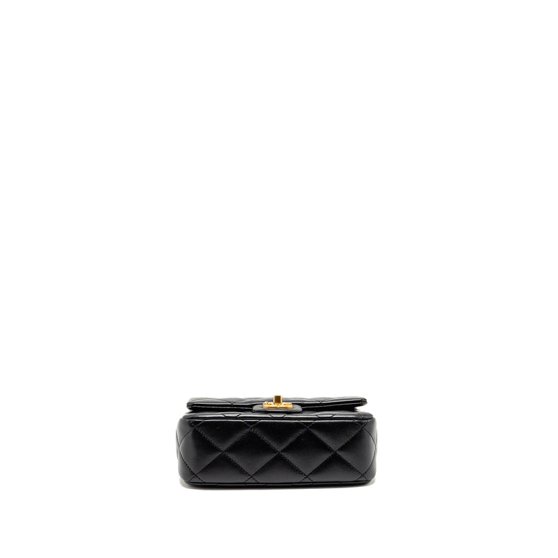 Chanel Coco Love Flap Bag Adjustable Chain Lambskin Black GHW (Microchip)