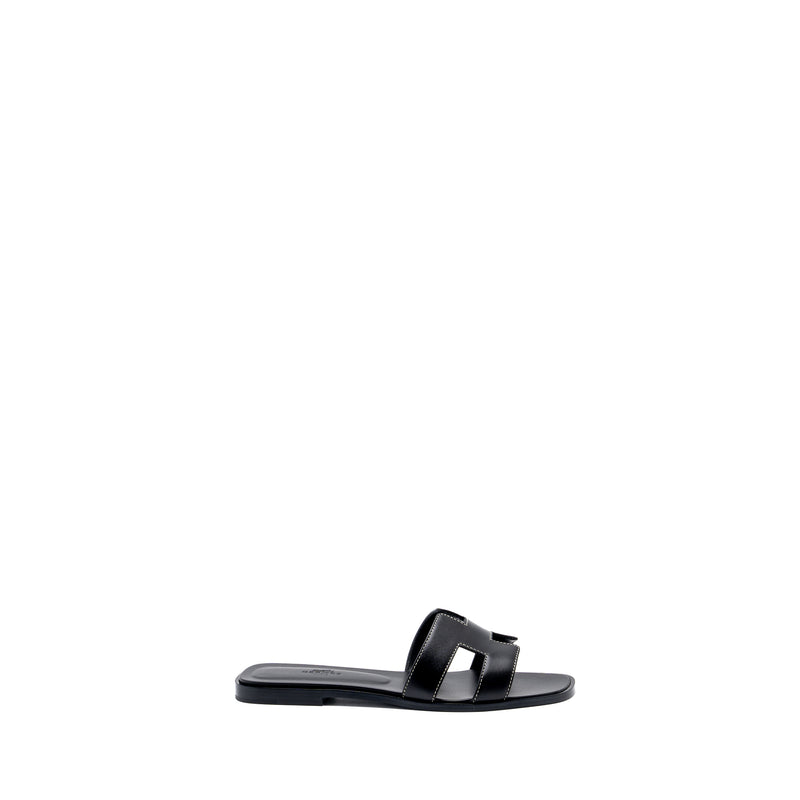 Hermes size 38 oran sandal calfskin black