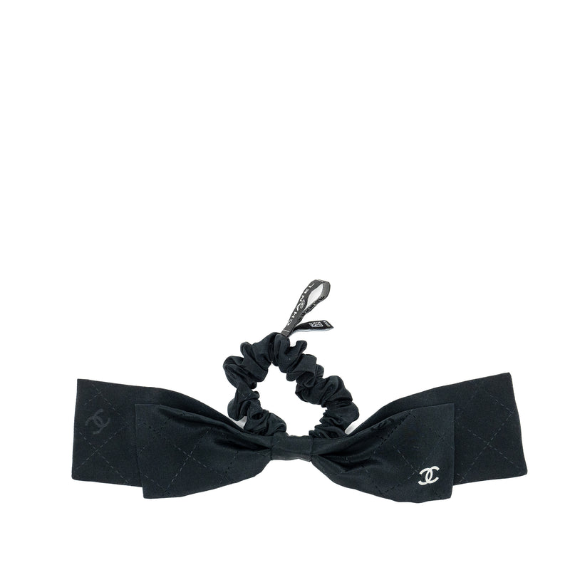 Chanel CC Logo Hair Tie Silk Black