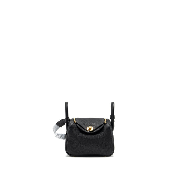 Hermes Mini Lindy Clemence Black GHW Stamp B