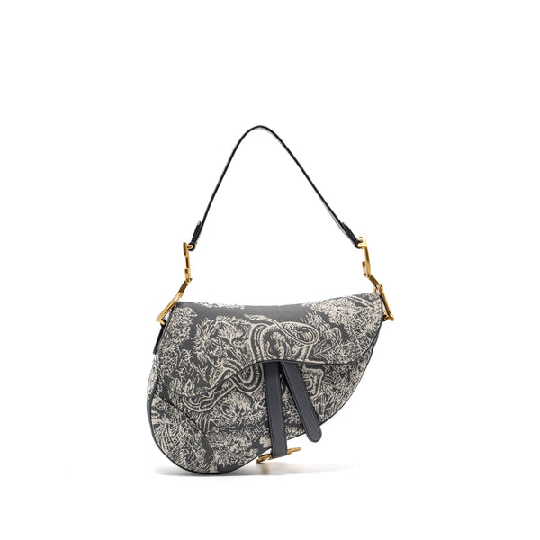 Dior saddle bag toile de jouy canvas / leather grey GHW