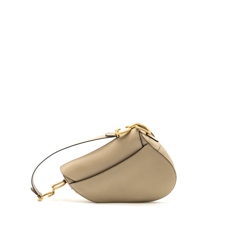 Dior Medium Saddle Bag Goatskin Beige GHW