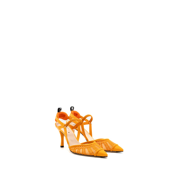 Fendi Size 37.5 Slingback with heel embroidery/leather Orange