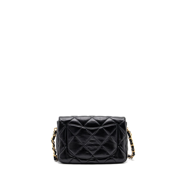 Chanel 23s Coco Love Flap Bag Lambskin Black Brushed GHW(Microchip)