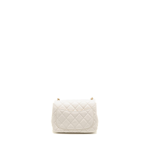 Chanel Pearl Crush Mini Square Flap Bag Lambskin White GHW (Microchip)