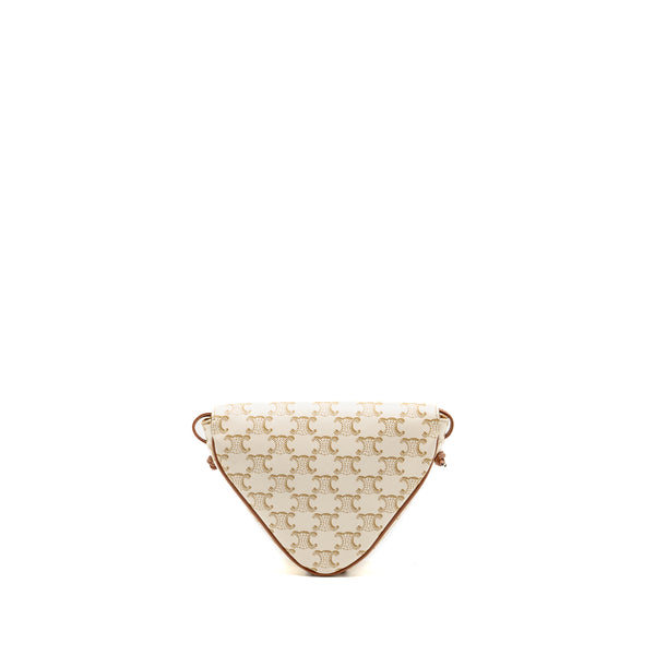 Celine Triangle Shoulder Bag Triomphe Canvas White/Tan