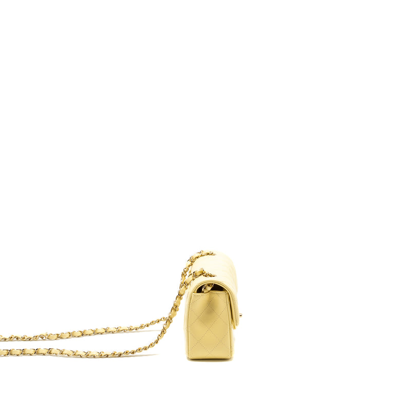 Chanel Mini Rectangular Flap Bag Lambskin Yellow LGHW