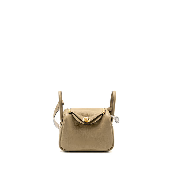 Hermes Mini Lindy II Clemence 8Q Beige Marfa GHW Stamp W