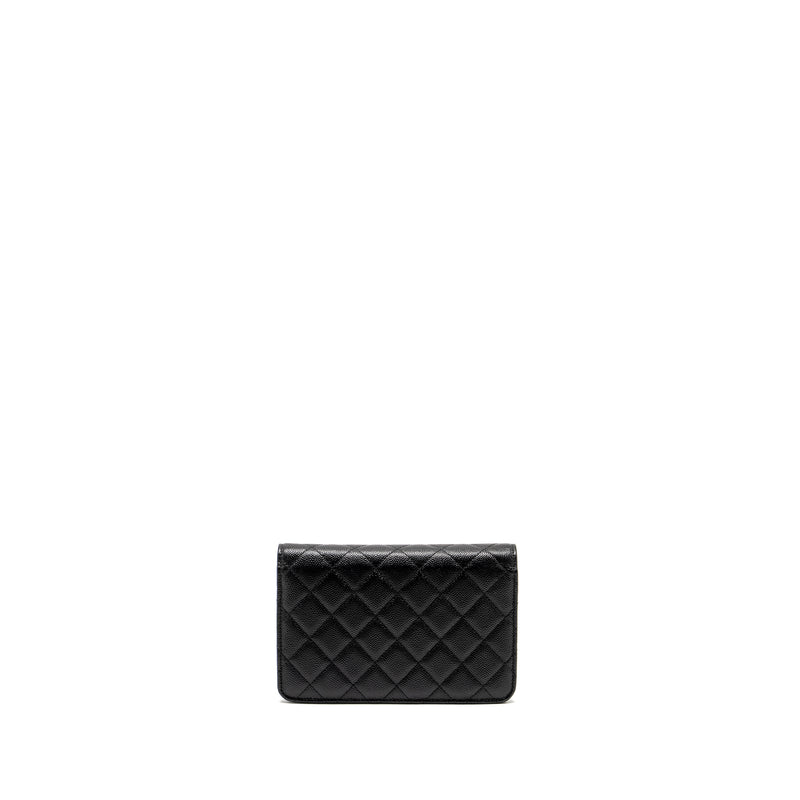 Chanel Detailed CC Logo Wallet on Chain Caviar Black GHW (Microchip)