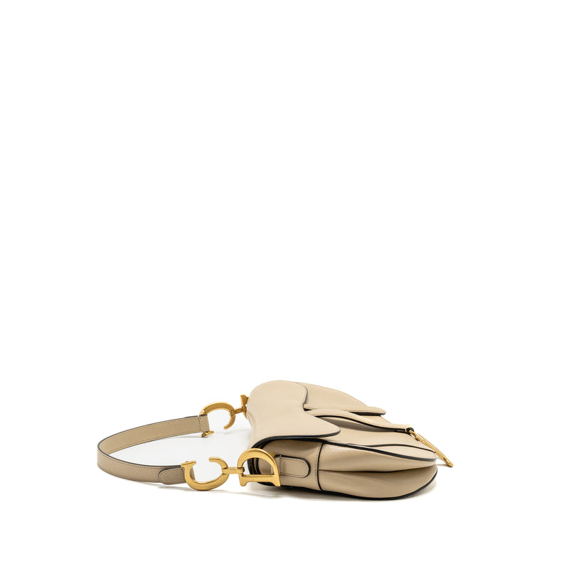 Dior Medium Saddle Bag Goatskin Beige GHW