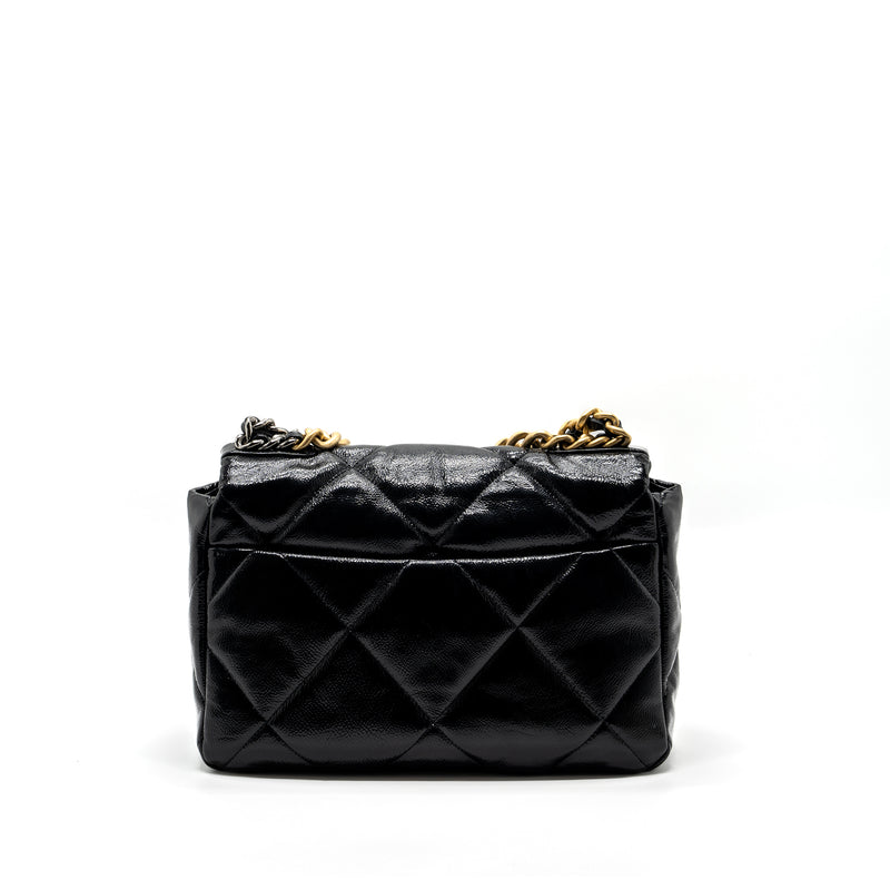 chanel medium 19 bag shiny calfskin black multicolour hardware