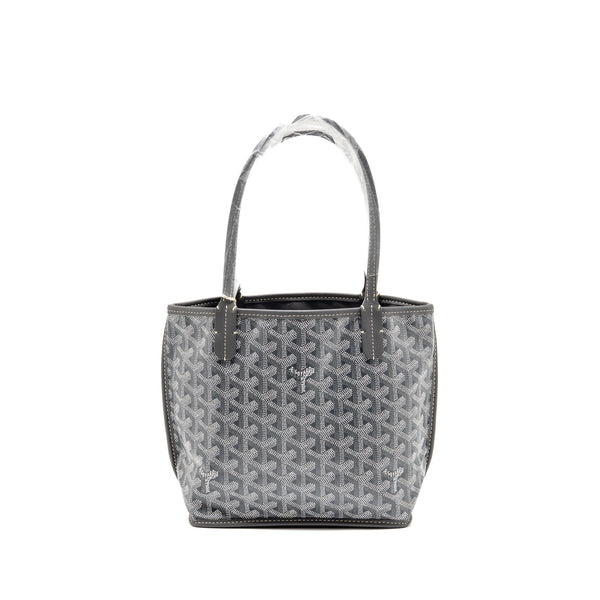 Goyard Mini Anjou Tote Bag Goyardine Canvas Grey SHW