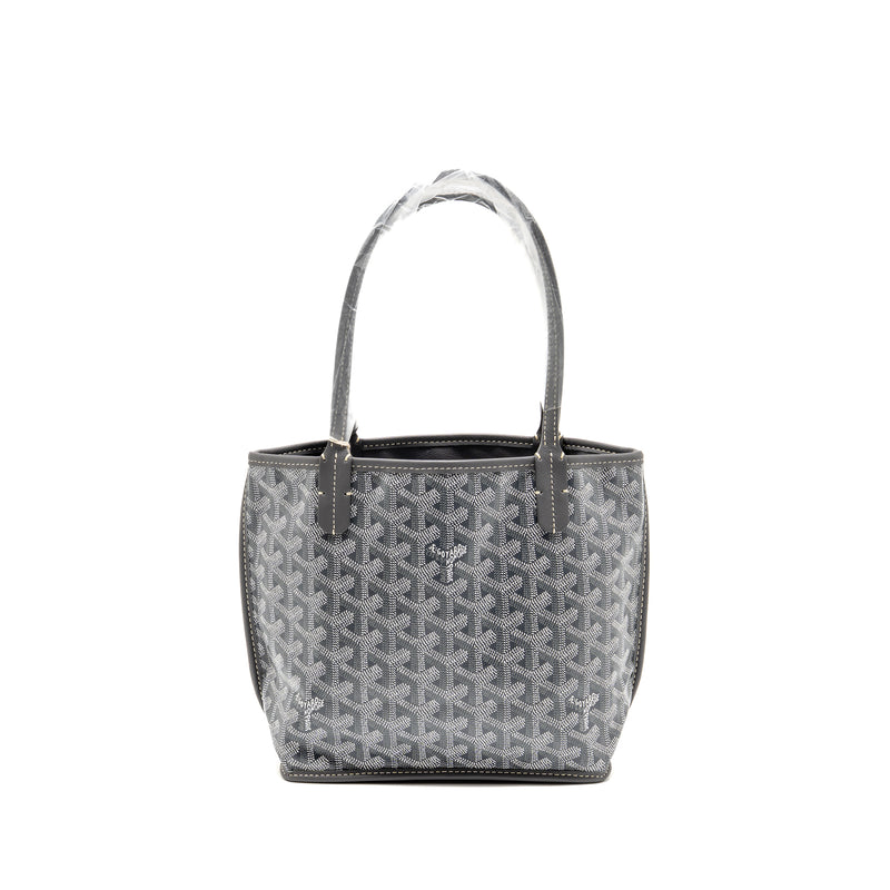Goyard Mini Anjou Tote Bag Goyardine Canvas Grey SHW