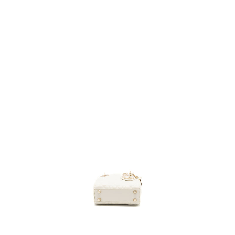 Dior micro lady dior bag lambskin white LGHW