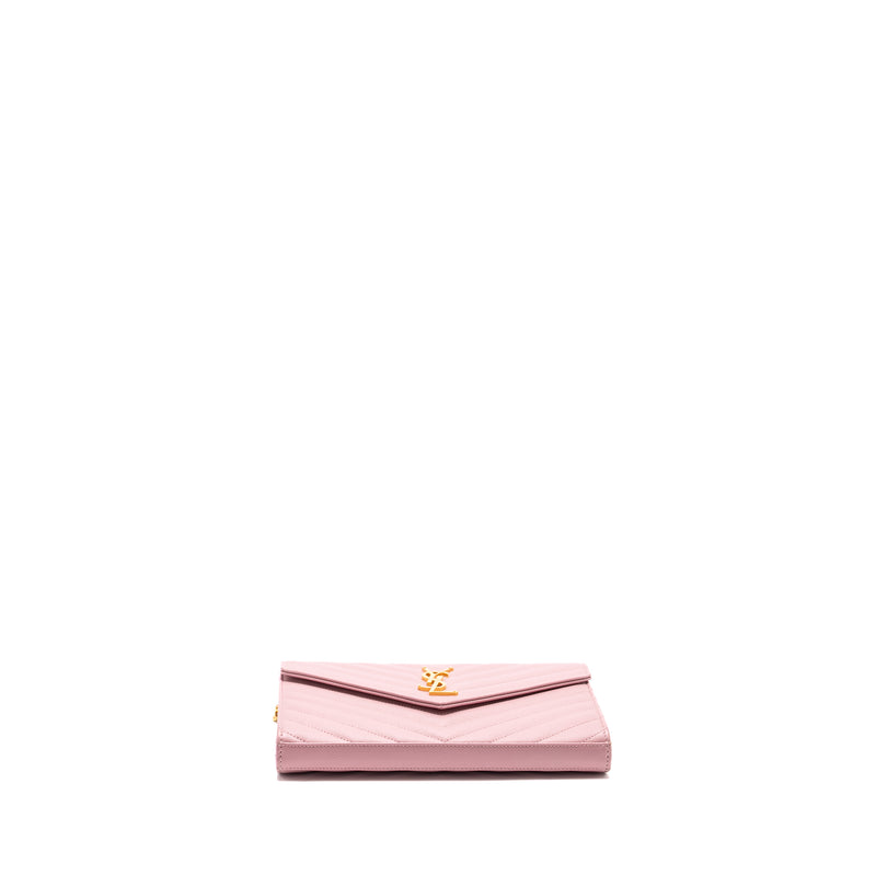 Saint Laurent / YSL Cassandre Matelasse Wallet on Chain Grained Calfskin PInk GHW