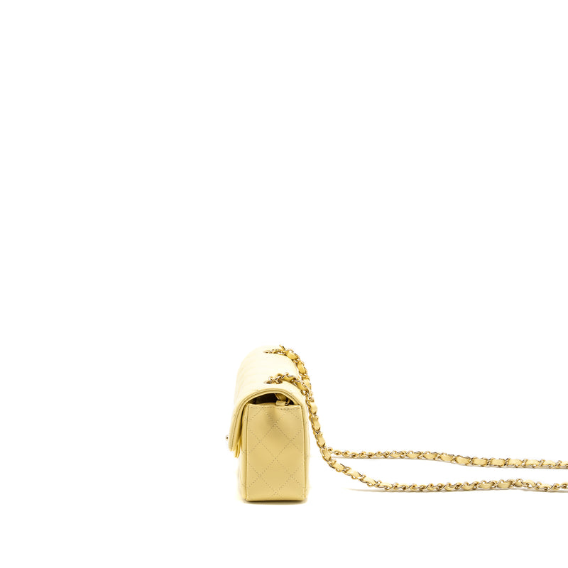 Chanel Mini Rectangular Flap Bag Lambskin Yellow LGHW
