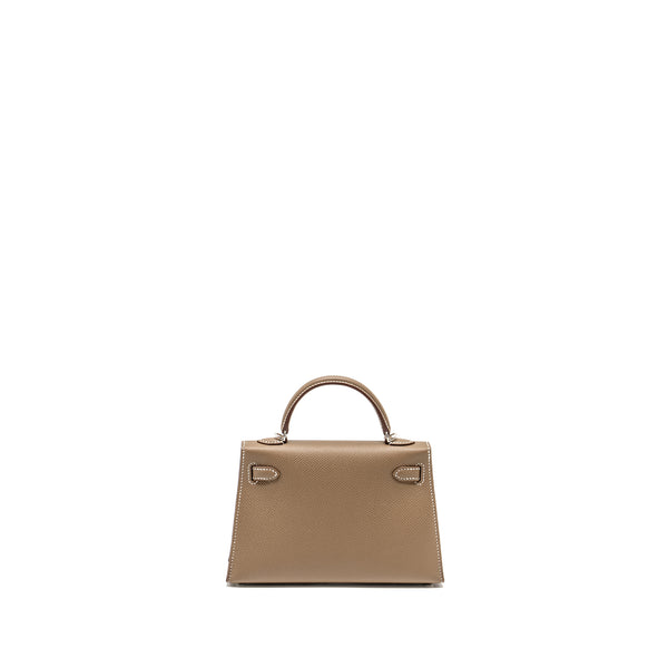 Hermes mini kelly II Epsom etoupe SHW stamp W