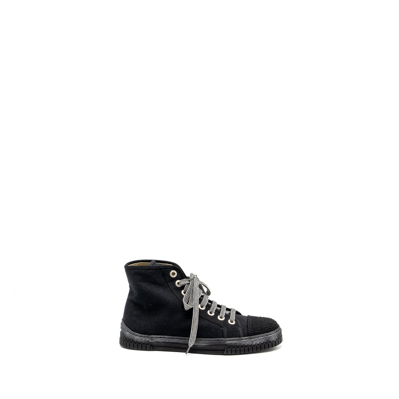 Chanel Size 38 High-Top Sneakers Fabric Black