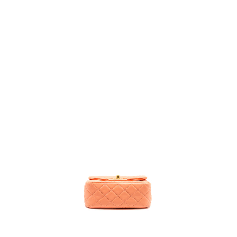 Chanel Pearl Crush Mini Square Lambskin Coral GHW (Microchip)