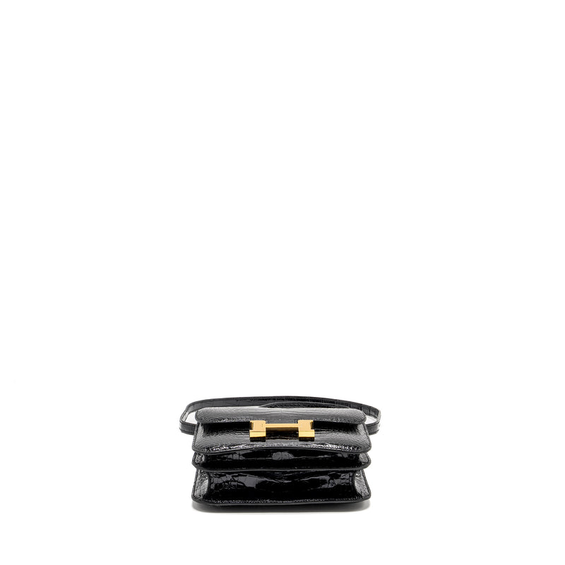 Hermes Mini Constance Shiny Alligator Mississippiens Black GHW Stamp U