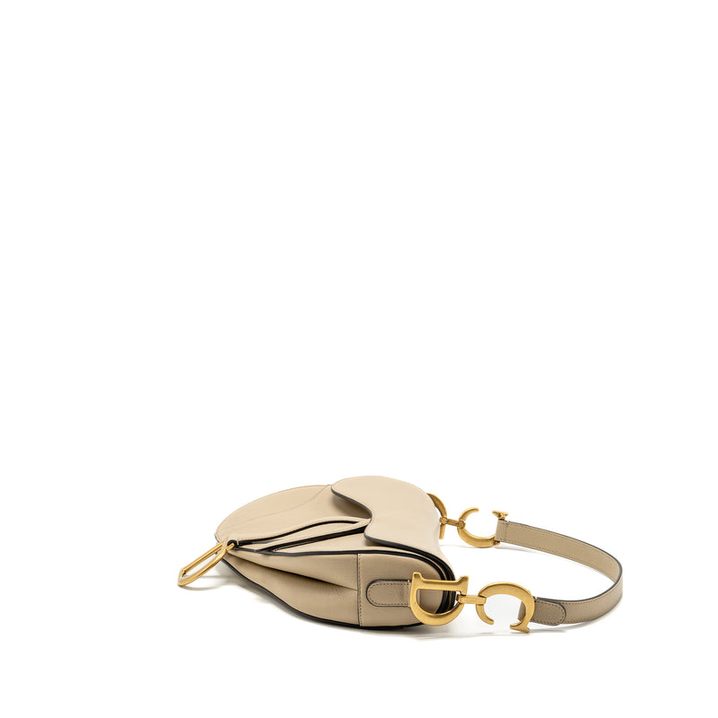 Dior Medium Saddle Bag Goatskin Beige GHW