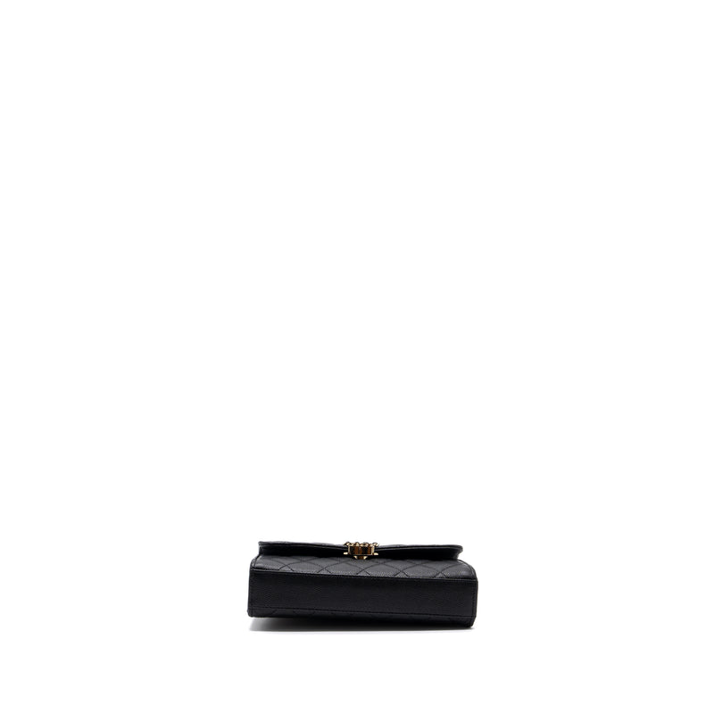 Chanel top handle mini flap bag with chain caviar black LGHW (microchip)