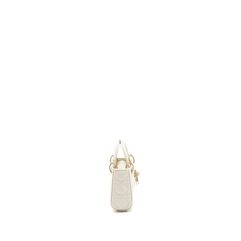 Dior micro lady dior bag lambskin white LGHW