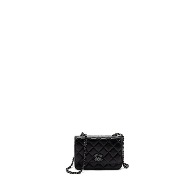 Trendy cc wallet on chain leather crossbody bag Chanel Black in