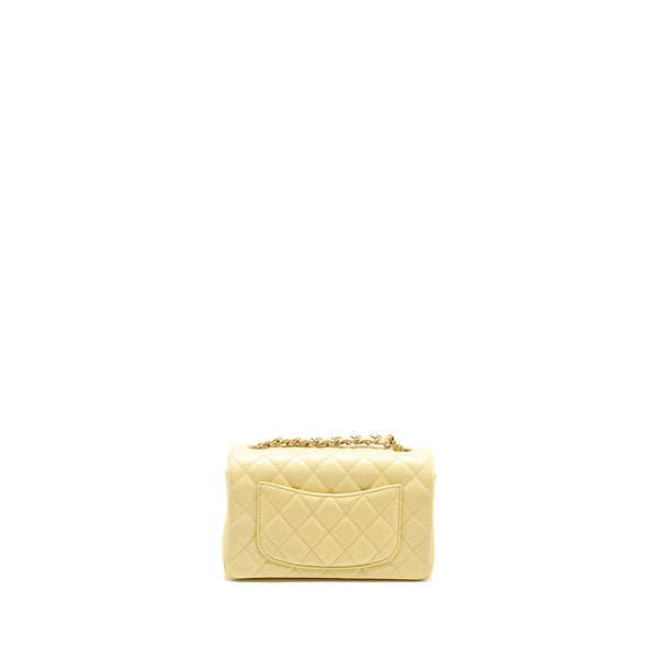Chanel Mini Rectangular Flap Bag Lambskin Yellow LGHW