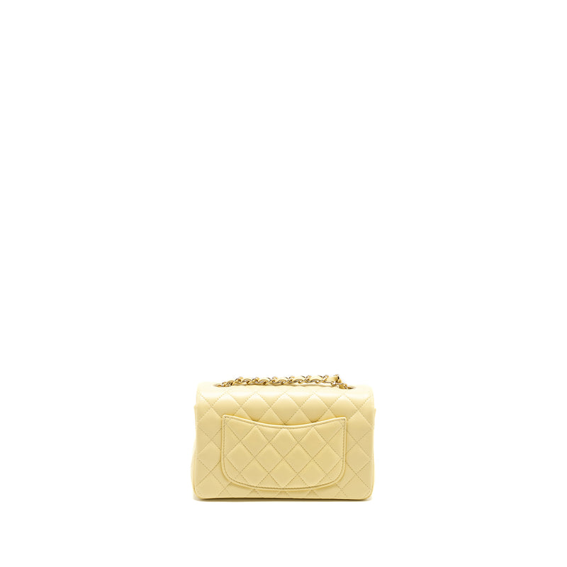 Chanel Mini Rectangular Flap Bag Lambskin Yellow LGHW