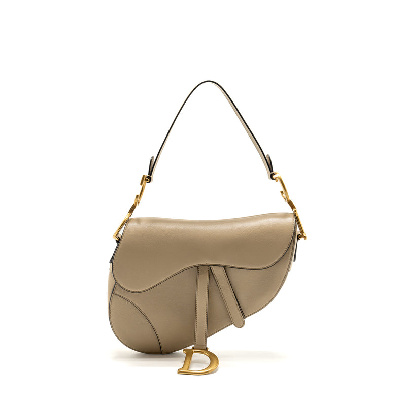 Dior Medium Saddle Bag Goatskin Beige GHW