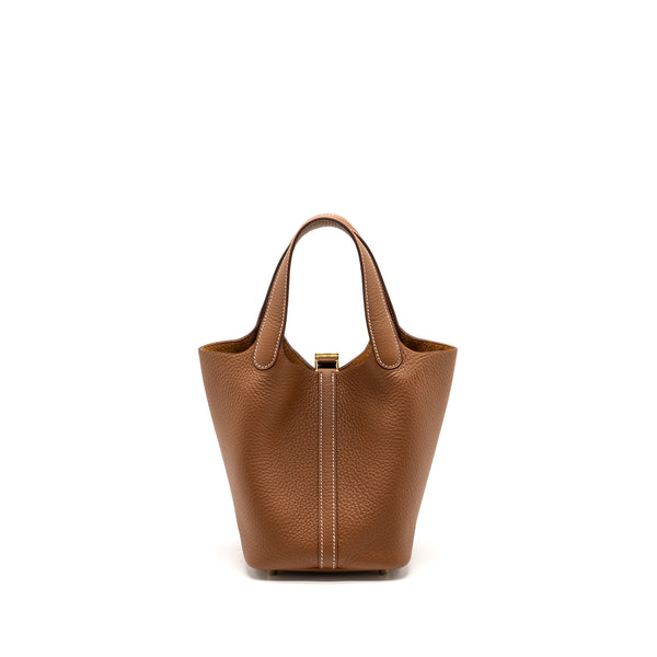 Hermes Picotin 18 Lock Bag Clemence Gold GHW Stamp B
